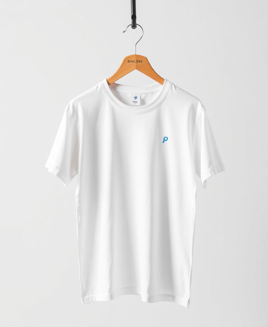 Camiseta promocional blanca personalizada en percha